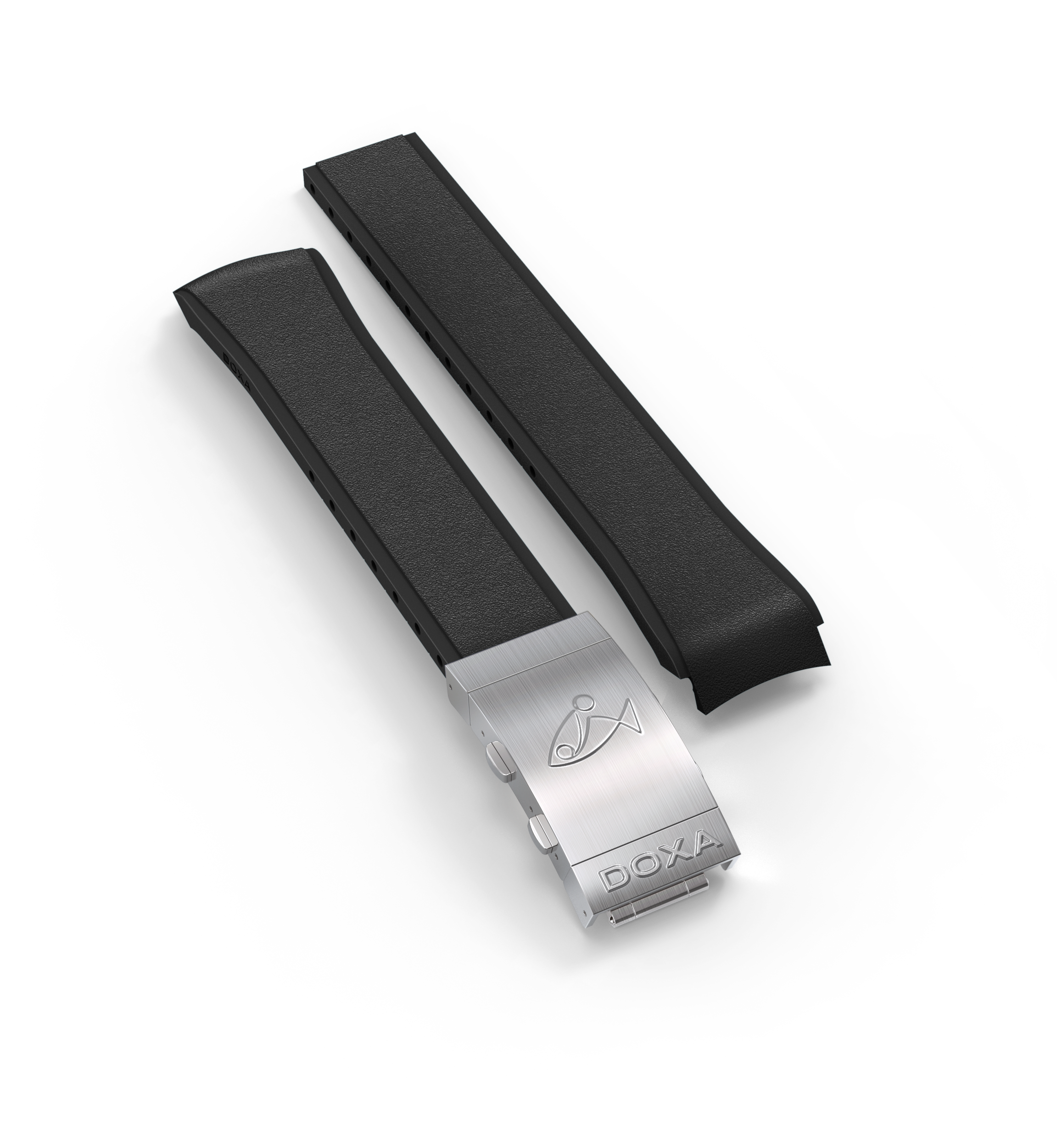 Rubber strap with folding clasp, Black