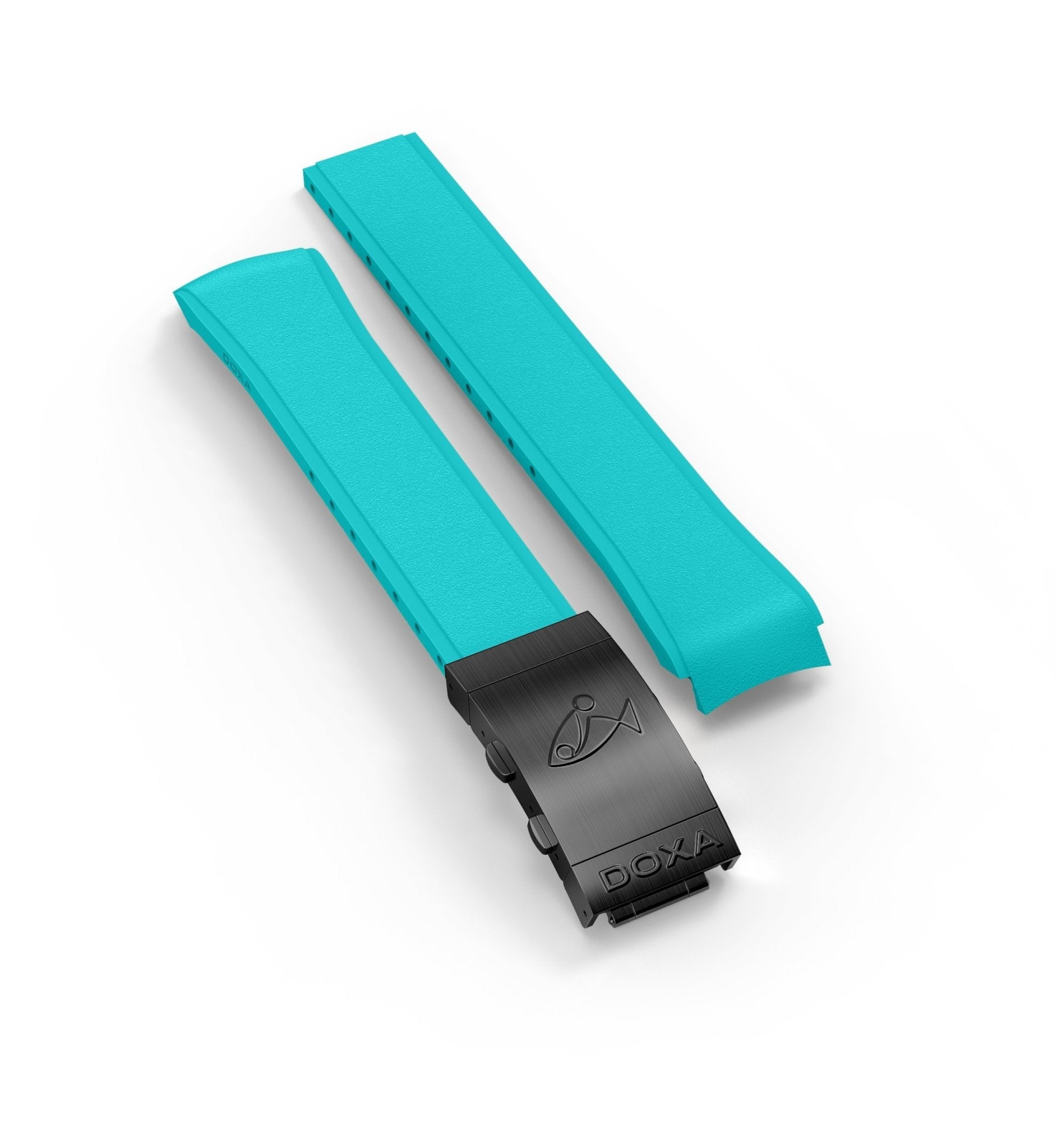 Rubber strap with folding clasp, Turquoise - DOXA Watches US