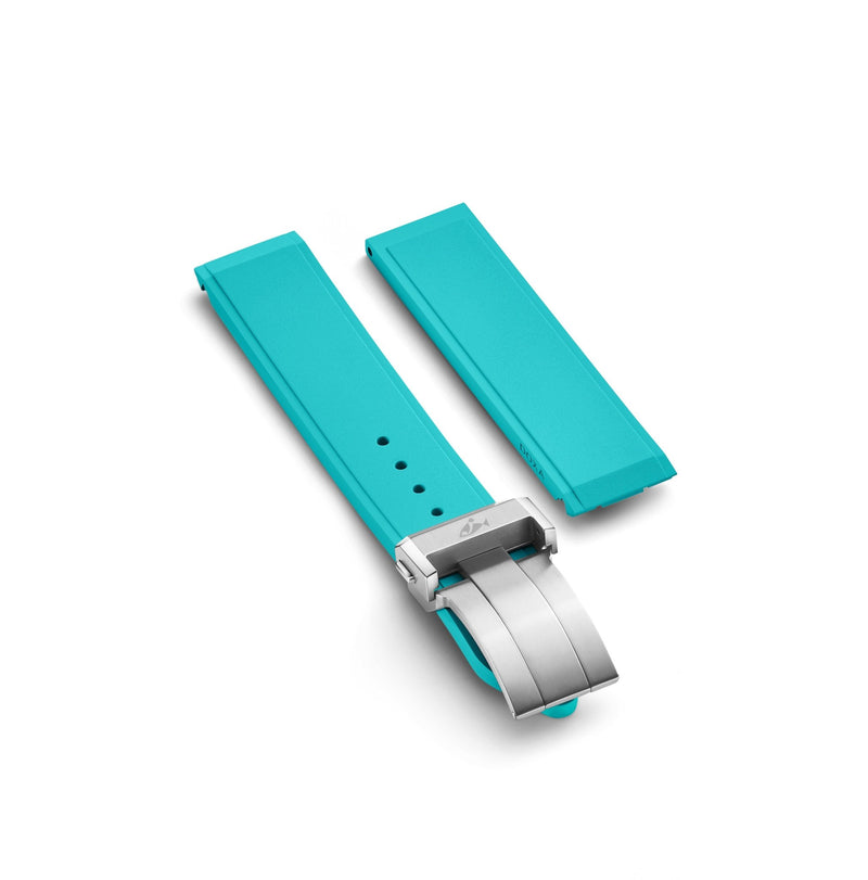 Rubber strap with folding buckle, Turquoise - DOXA Watches US