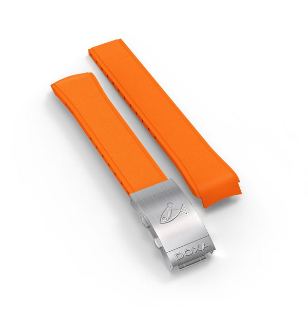 Rubber strap with folding clasp, Orange - DOXA Watches US