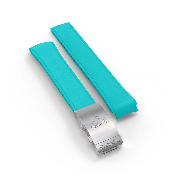 Rubber strap with folding clasp, Turquoise - DOXA Watches US